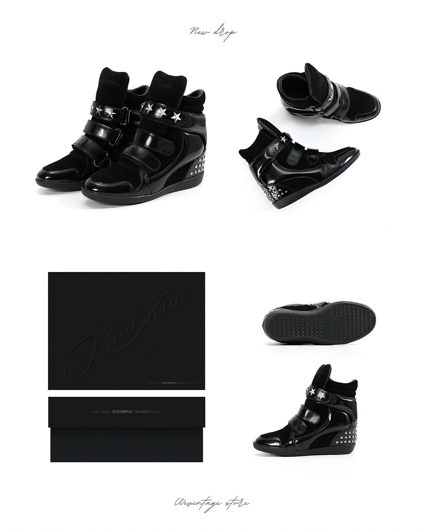 NOEMOSEN STUDDED STAR WEDGE SNEAKERS